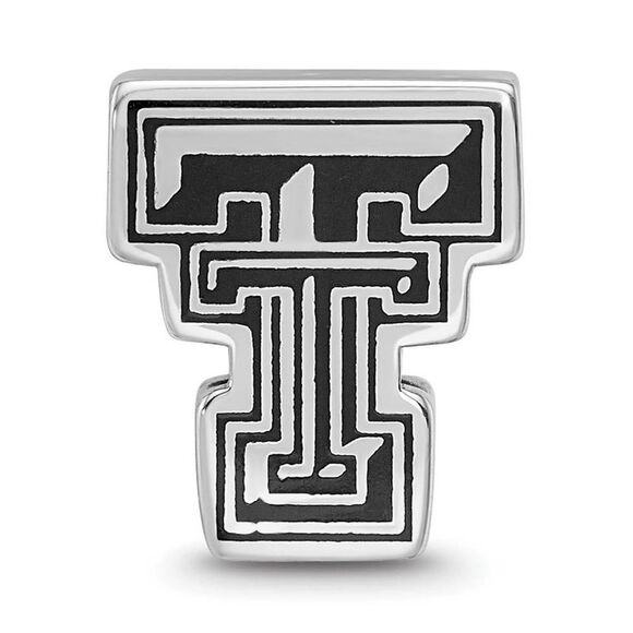 Sterling Silver Texas Tech University Block TT Enamel Bead Charm - Picture 3 of 6